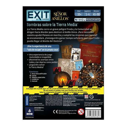 Exit El Señor de los Anillos: Sombras sobre la Tierra Media Juego de Tablero - Tematica Fantasia - De 1 a 4 Jugadores - A partir de 10 Años - Duracion 45-90min. aprox. 1 pieza(s)