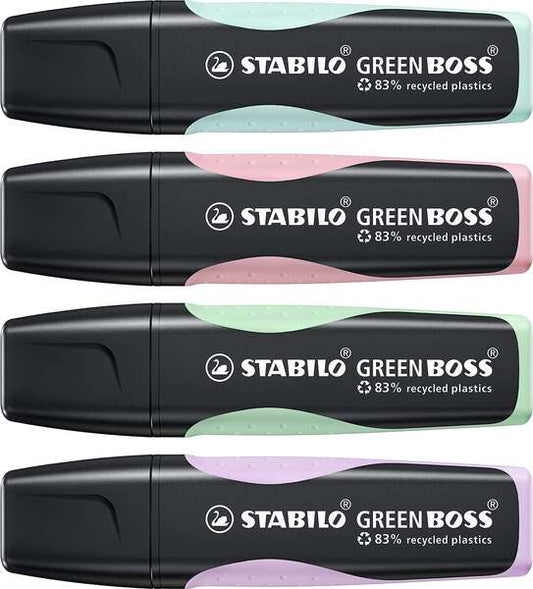 STABILO - GREEN BOSS marcador 4 pieza(s) Punta de cincel Verde  Menta  Rosa  Violeta