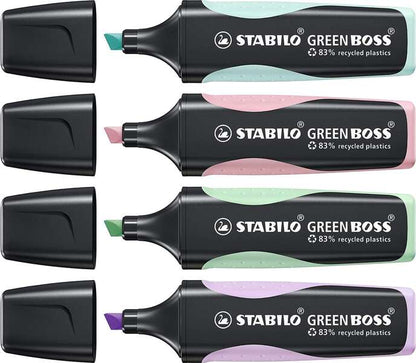 STABILO - GREEN BOSS marcador 4 pieza(s) Punta de cincel Verde  Menta  Rosa  Violeta