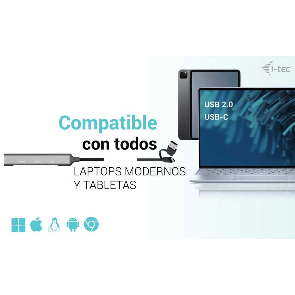 i-tec - USB-C/USB-A Metal HUB 1x USB 3.0 + 3x USB 2.0