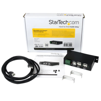 StarTech.com - Hub Industrial de 4 Puertos USB 2.0 con Protección Antiestática ESD