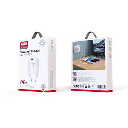 XO Cargador de Corriente L114 18W Tipo C + USB - Color Blanco 1 pieza(s)