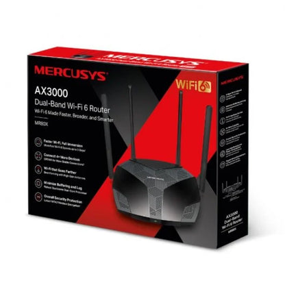 Mercusys - MR80X router inalámbrico Gigabit Ethernet Doble banda (2 4 GHz / 5 GHz) Negro