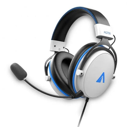 Abysm AG700 Auriculares Gaming 7.1 con Microfono Extraible - Diadema Ajustable - Almohadillas Acolchadas - Controles en Cable - Cable de 1.20m - Color Blanco/Azul 1 pieza(s)