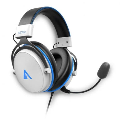 Abysm AG700 Auriculares Gaming 7.1 con Microfono Extraible - Diadema Ajustable - Almohadillas Acolchadas - Controles en Cable - Cable de 1.20m - Color Blanco/Azul 1 pieza(s)