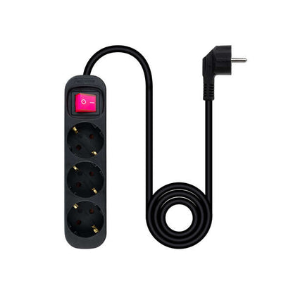 Nanocable - Regleta de Enchufes con 3 Tomas con Interruptor  1.4 m  Negro