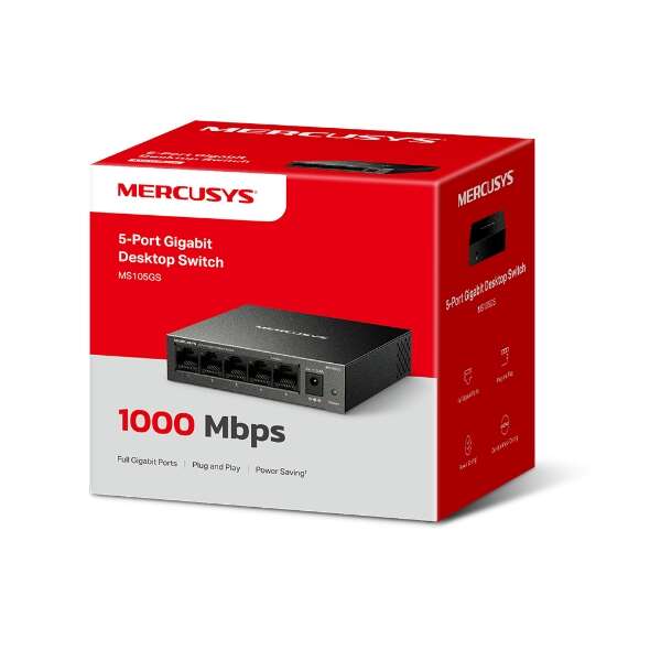 Mercusys - MS105GS switch No administrado Gigabit Ethernet (10/100/1000) Negro