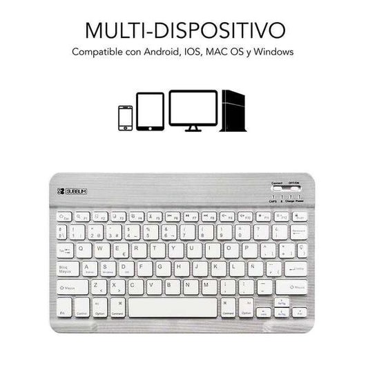 SUBBLIM - Teclado Bluetooth Smart BT Keyboard Silver