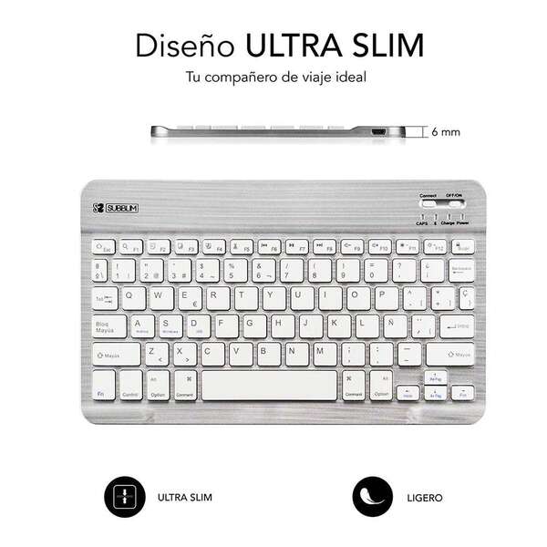 SUBBLIM - Teclado Bluetooth Smart BT Keyboard Silver