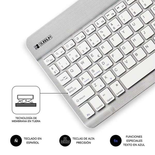 SUBBLIM - Teclado Bluetooth Smart BT Keyboard Silver