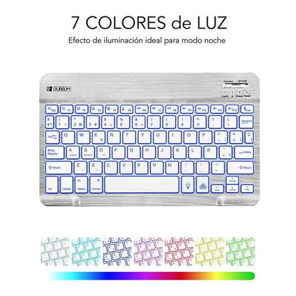 SUBBLIM - Teclado Retroiluminado Bluetooth Smart Backlit BT Keyboard Silver