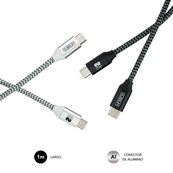 SUBBLIM - PACK 2 CABLES USB TIPO USB-C A USB-C 1 M BLACK/SILVER