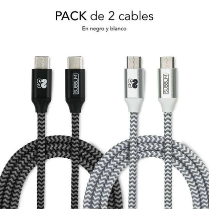 SUBBLIM - PACK 2 CABLES USB TIPO USB-C A USB-C 1 M BLACK/SILVER