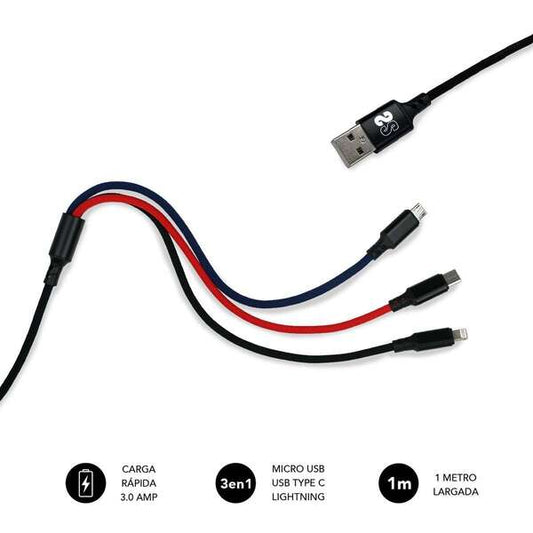 SUBBLIM - Cable Premium 3in1 3.0 (Micro USB+Type C+Lightning)