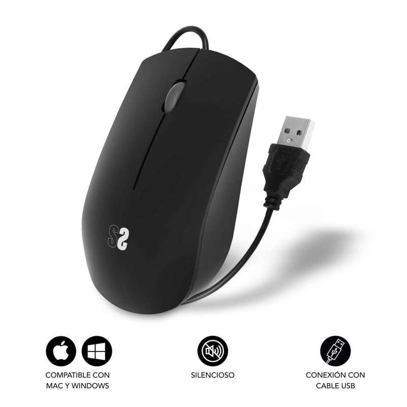 SUBBLIM - Ratón Business Silencioso con cable USB 1200 DPI