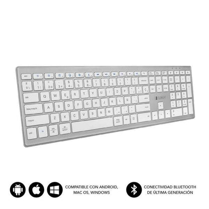 SUBBLIM - Teclado Completo delgado inalámbrico Bluetooth Pure Extended Silver