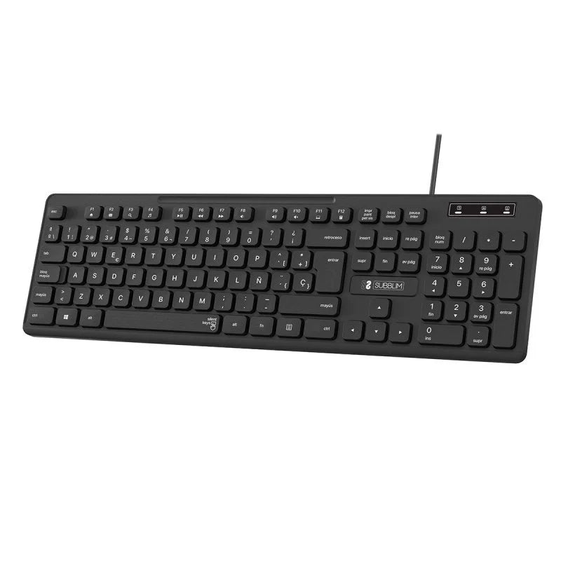 SUBBLIM - Teclado Ergonómico Business Slim Silencioso con cable USB