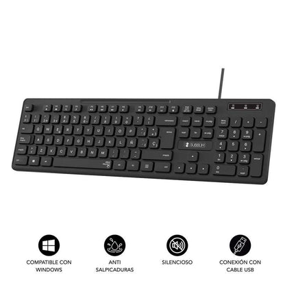 SUBBLIM - Teclado Ergonómico Business Slim Silencioso con cable USB