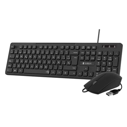 SUBBLIM - Teclado Ergonómico y ratón Combo Business Slim Silencioso con cable USB