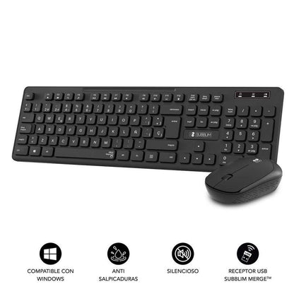 SUBBLIM - Teclado Ergonómico y ratón Combo Business Slim Silencioso Inalámbrico 2.4G