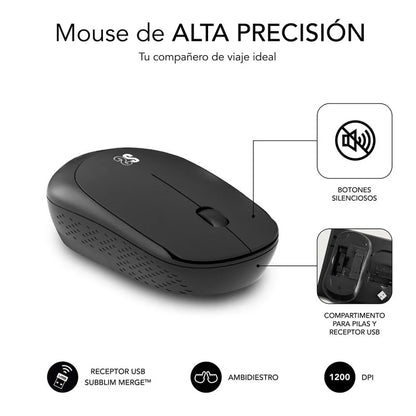 SUBBLIM - Teclado Ergonómico y ratón Combo Business Slim Silencioso Inalámbrico 2.4G