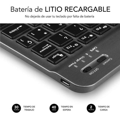 SUBBLIM - Teclado Bluetooth Smart BT Keyboard Grey