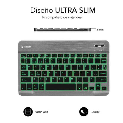 SUBBLIM - Teclado Retroiluminado Bluetooth Smart Backlit BT Keyboard Grey