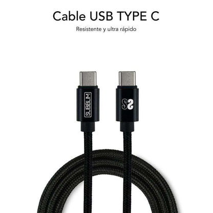 SUBBLIM - CARGADOR ULTRA RAPIDO 2xUSB DE PARED PD25W+QC3.0+Cable C to C y lightning Negro