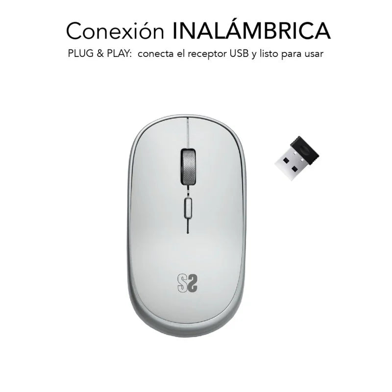 SUBBLIM - Ratón Inalámbrico Mini Wireless Mini Mouse Silver