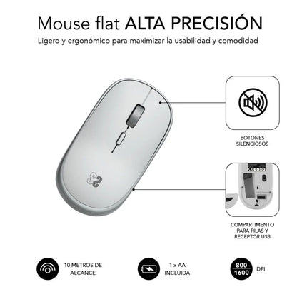 SUBBLIM - Ratón Inalámbrico Mini Wireless Mini Mouse Silver