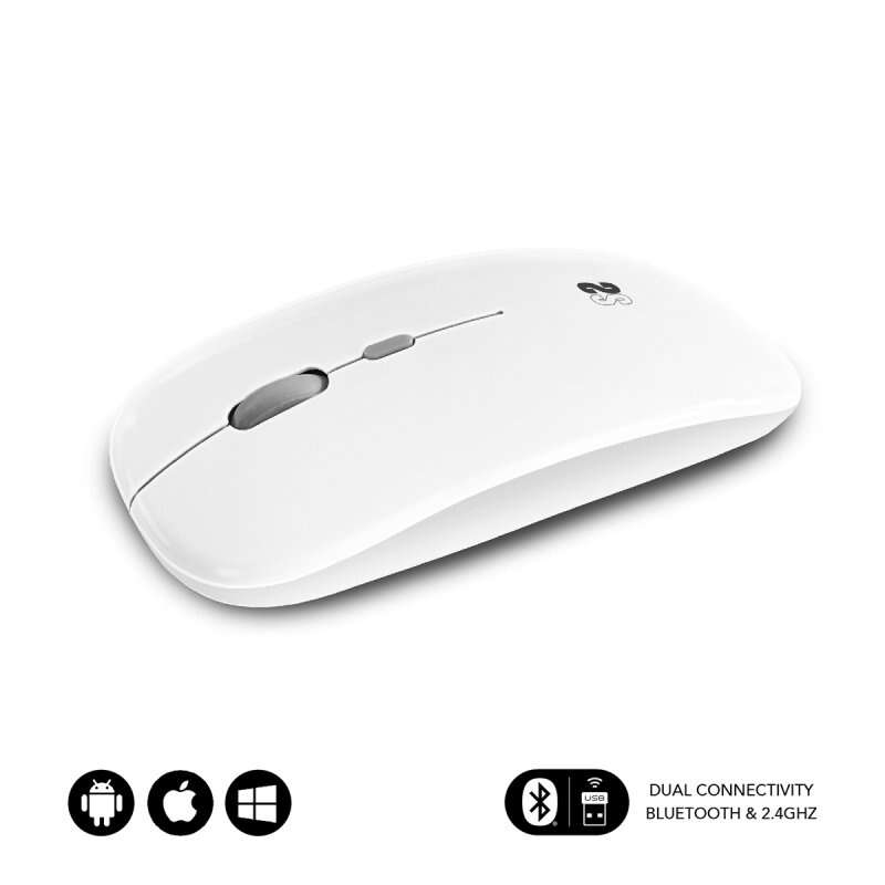 SUBBLIM - Ratón Óptico Inalámbrico 2.4G y Bluetooth Dual Flat Mouse Recargable Blanco