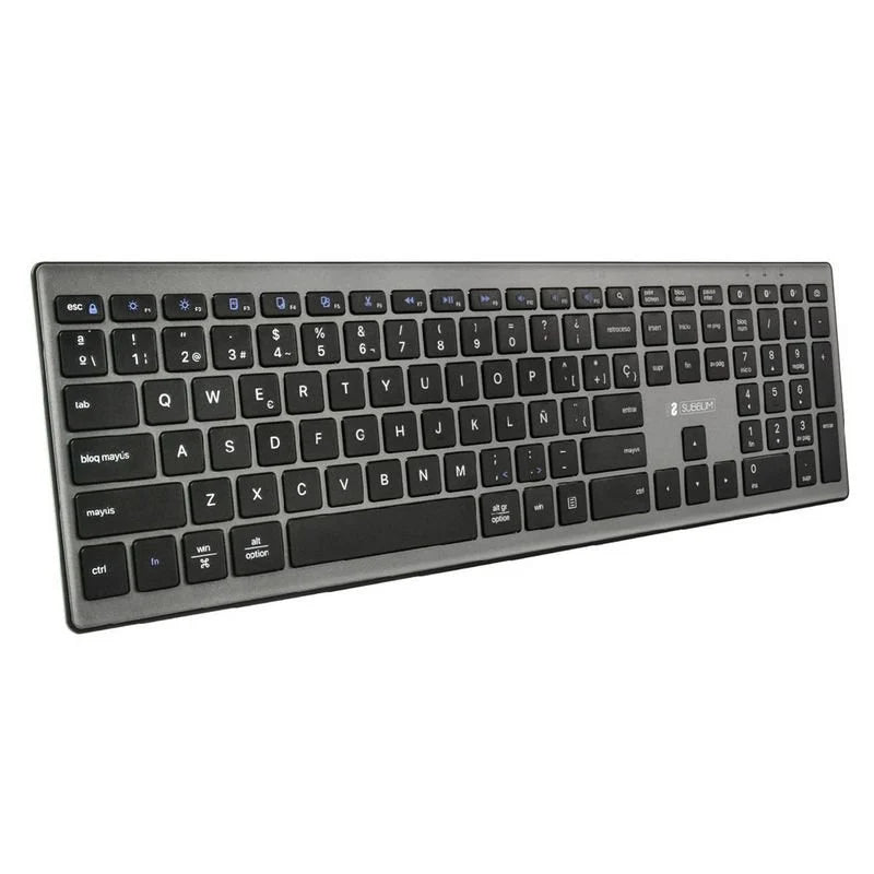 Subblim Teclado Bluetooth Pure Extended - 12.7 x 42 x 1.9 cm - Multidispositivo - Teclado numérico - Alta precisión - Color Negro/Gris 1 pieza(s)