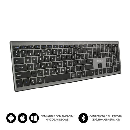 Subblim Teclado Bluetooth Pure Extended - 12.7 x 42 x 1.9 cm - Multidispositivo - Teclado numérico - Alta precisión - Color Negro/Gris 1 pieza(s)