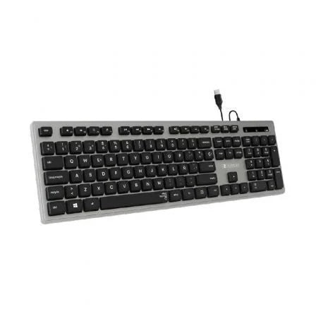 SUBBLIM - Teclado Ergonómico con cable USB Plano Silencioso Gris/Negro Ergo