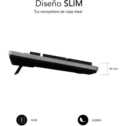 SUBBLIM - Teclado Ergonómico con cable USB Plano Silencioso Gris/Negro Ergo