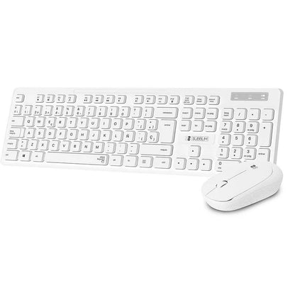 SUBBLIM - Teclado Ergonómico y ratón Combo Business Slim Silencioso Inalámbrico 2.4G Blanco