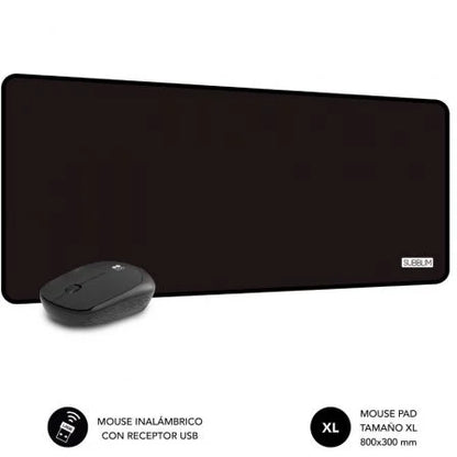 SUBBLIM - ALFOMBRILLA CON RATÓN HARMONY PACK MOUSEPAD XL + WIRELESS MOUSE BLACK