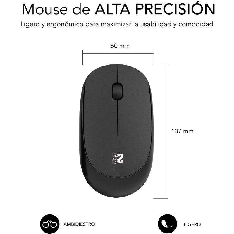 SUBBLIM - ALFOMBRILLA CON RATÓN HARMONY PACK MOUSEPAD XL + WIRELESS MOUSE BLACK