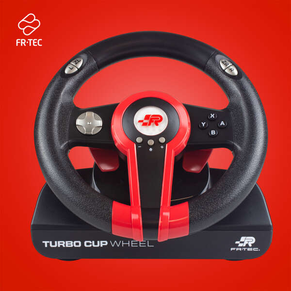 FR-TEC - Turbo cup Negro  Rojo Volante + Pedales Nintendo Switch  Nintendo Switch Lite  PC