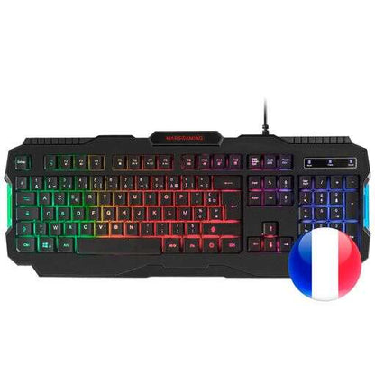 Mars Gaming MRK0 Teclado Gaming RGB Rainbow 9 Colores 15 Teclas de Funcion - 560x199x32mm - Retroiluminacion Multicolor, Capacidad anti-ghosting, Pulsacion Optimizada, Procesador Gaming - Color Negro 1 pieza(s)