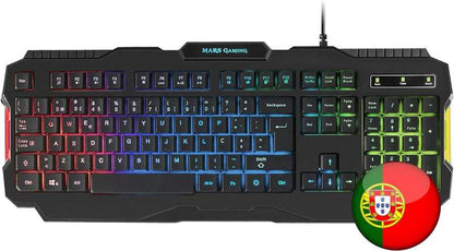 Mars Gaming MRK0 Teclado Gaming RGB Rainbow 9 Colores 15 Teclas de Funcion - 560x199x32mm - Retroiluminacion Multicolor, Capacidad Anti-ghosting, Pulsacion Optimizada, Procesador Gaming - Color Negro 1 pieza(s)