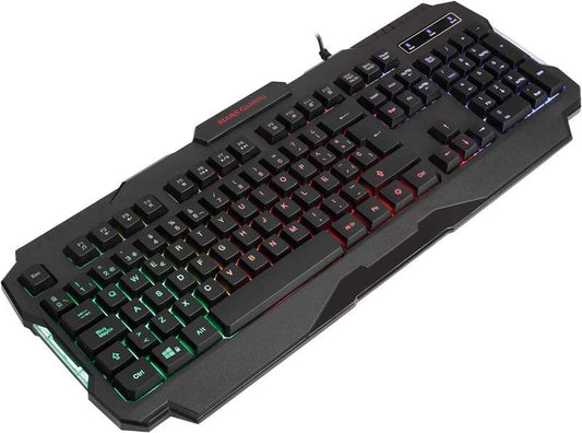 Mars Gaming MRK0 Teclado Gaming RGB Rainbow 9 Colores 15 Teclas de Funcion - 560x199x32mm - Retroiluminacion Multicolor, Capacidad Anti-ghosting, Pulsacion Optimizada, Procesador Gaming - Color Negro 1 pieza(s)