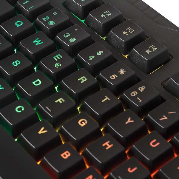 Mars Gaming MRK0 Teclado Gaming RGB Rainbow 9 Colores 15 Teclas de Funcion - 560x199x32mm - Retroiluminacion Multicolor, Capacidad Anti-ghosting, Pulsacion Optimizada, Procesador Gaming - Color Negro 1 pieza(s)