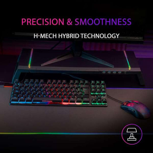 Mars Gaming - MK02 Negro Teclado Gaming H-Mech FRGB TKL Antighosting Idioma Español