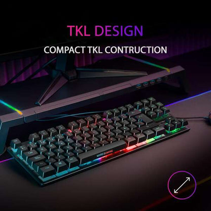 Mars Gaming - MK02 Negro Teclado Gaming H-Mech FRGB TKL Antighosting Idioma Español