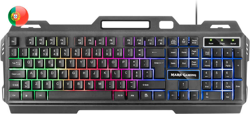 Mars Gaming Teclado Gaming MK120 - Aluminio - Iluminacion FRGB - Soporte Smartphone - Portugues - Color Negro 1 pieza(s)