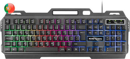 Mars Gaming Teclado Gaming MK120 - Aluminio - Iluminacion FRGB - Soporte Smartphone - Portugues - Color Negro 1 pieza(s)