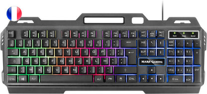 Mars Gaming Teclado Gaming MK120 - Aluminio - Iluminacion FRGB - Soporte Smartphone - Frances - Color Negro 1 pieza(s)