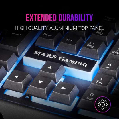 Mars Gaming Teclado Gaming MK120 - Aluminio - Iluminacion FRGB - Soporte Smartphone - Frances - Color Negro 1 pieza(s)