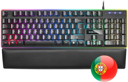 Mars Gaming Teclado MK320 - 439x135x37mm - H-MECH, Iluminacion RGB, Reposamuñecas Acolchado - Ergonomia y Prestaciones Profesionales - Color Negro 1 pieza(s)